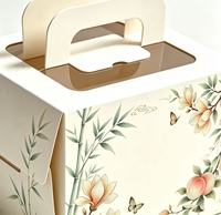 Boîte à gâteau carrée biodégradable à surface mate personnalisée avec une grande fenêtre transparente et une poignée en papier robuste pour cadeau d'anniversaire
