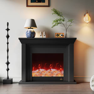 Cheminées électriques à circuit intégré avec foyer <span class=keywords><strong>en</strong></span> <span class=keywords><strong>fonte</strong></span> et cadre <span class=keywords><strong>en</strong></span> pierre calcaire, meubles <span class=keywords><strong>en</strong></span> bois et portes d'appoint - Product Image 1