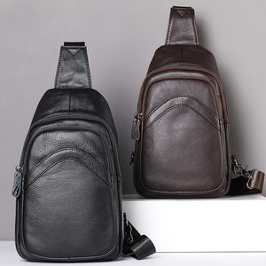 Personalizado Sacos De Peito De Couro Genuíno para Homens Retro Único Ombro Crossbody Sacos Casuais Esportes Moda Couro Mensageiro Sacos - Product Image 1