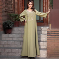 Robe Abaya Musulmane de Luxe 2026 avec Strass pour Femme, Élégante pour l'Aïd, Style Arabe, Dubaï, Jalabiya, Islam, Turquie, Maroc, Robe de Soirée FK212