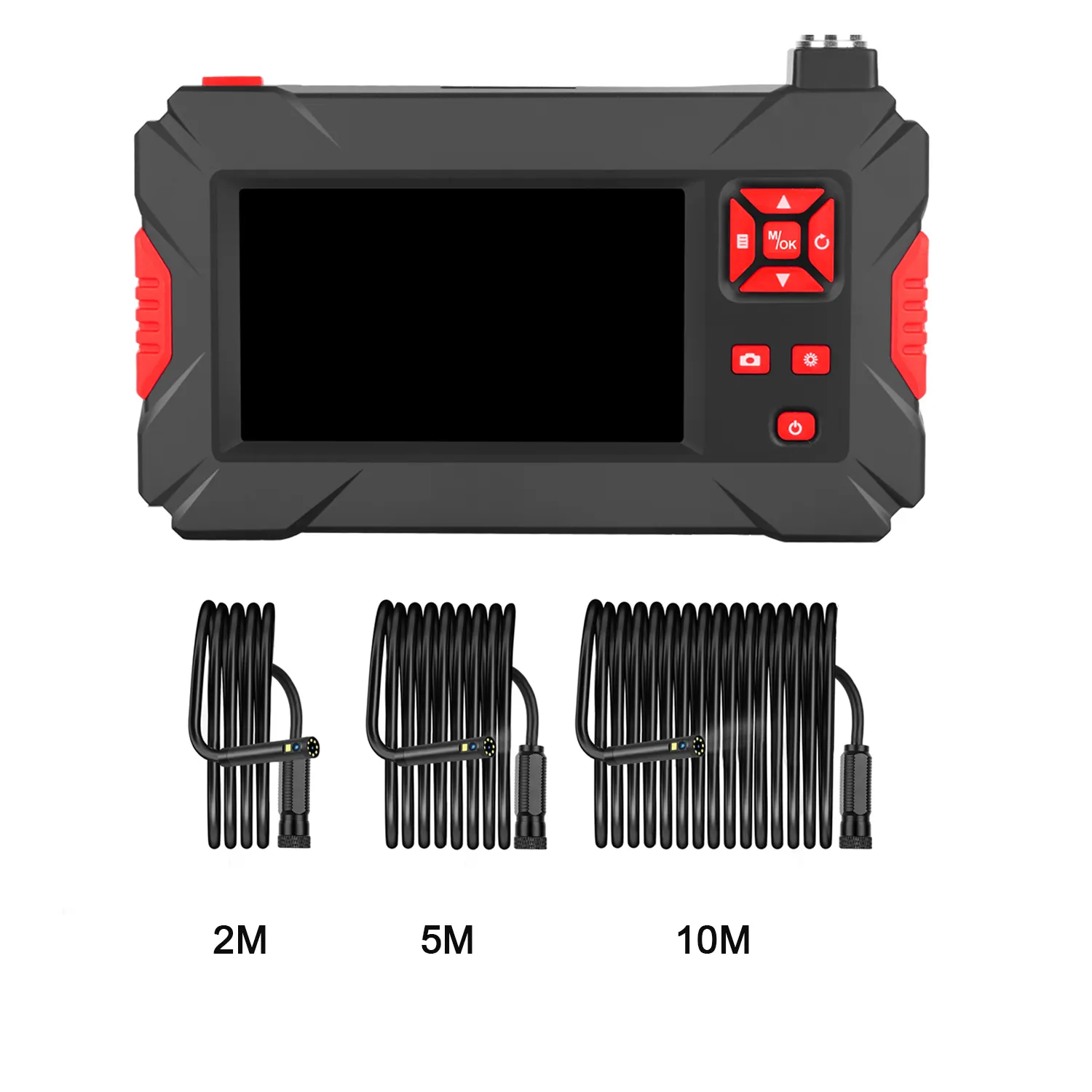 Câmera endoscópica portátil, dual 1080p 2m fio rígido inspeção boroscópio câmera de inspeção à prova dágua boroscópio