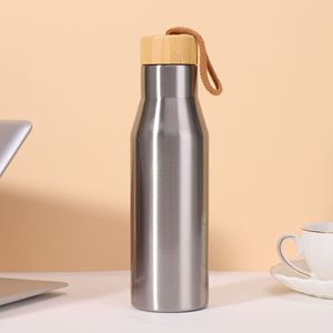 IStapromo Regalos: Vaso Térmico de Acero Inoxidable con Revestimiento de Bambú para Coche, Deportes al Aire Libre, Diseño de Dibujos Animados, Botella Termo al Vacío - Product Image 3