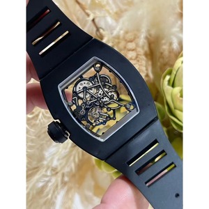 Reloj de Hombre con Logotipo Nuevo, Caja de Cerámica Negra, Correa de Goma, Esfera con Indicadores, Tourbillon, Esqueletizado, Mecánico Automático, Resistente al Agua - Product Image 2