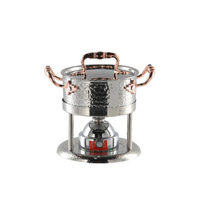 Stainless Steel Hot Pot 2.1L-4L Hammered Design Alcohol Burner Heat Resistant Self Service Soup Pot - Product Image 5
