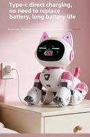Robot Chat Intelligent en ABS, Jouet pour Enfants Filles de 3 à 6 Ans avec Commande Vocale, Interaction Tactile, Programmation et USB