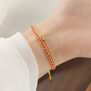 Wholesale Fine <b>Bracelets</b> & Bangles Slider 316l Stainless Steel 14k 18k Pvd Gold Plated Hand Chain <b>Red</b> String <b>Bracelet</b> for Women - Product Image 3