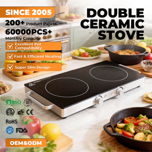 Table <span class=keywords><strong>de</strong></span> <span class=keywords><strong>cuisson</strong></span> infrarouge encastrable avec contrôle <span class=keywords><strong>de</strong></span> température, <span class=keywords><strong>plaque</strong></span> <span class=keywords><strong>vitrocéramique</strong></span>, 2 brûleurs, <span class=keywords><strong>protection</strong></span> anti-débordement, nettoyage facile - Product Image 1