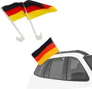 Bendera Jerman kuat untuk mobil termasuk klip dudukan plastik bendera mobil Kejuaraan Sepak Bola 45x29 cm