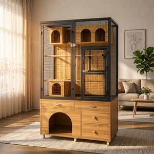 Cage à oiseaux en bois et verre de grande taille, directement de l'usine, pour l'élevage de perroquets, la volière pour pigeons, la boîte à nids, l'utilisation en animalerie, hôtel pour animaux, villa. - Product Image 2