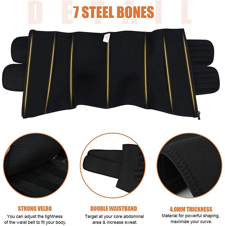 2021 New Printing Logo Private Label Women Slimming Workout Compression Double Belt Neoprene Waist Trainer