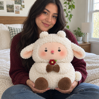 Animaux en peluche personnalisés mignons, agneau en peluche avec fleurs, expressions faciales personnalisables, rembourrage en PP, design parfait pour mascotte d'entreprise