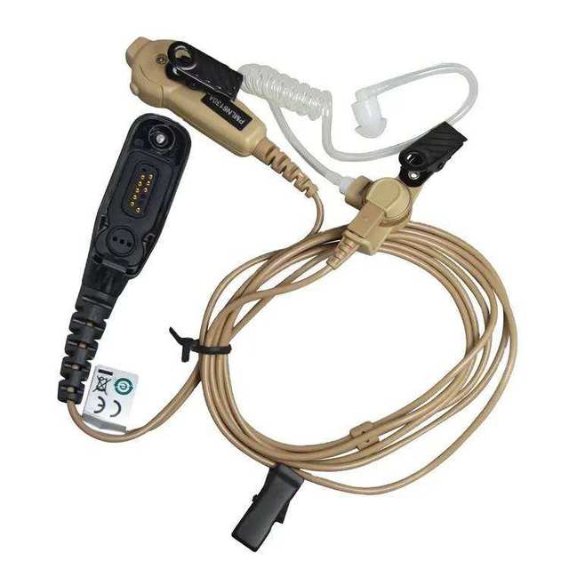 Motorola PMLN6130 IMPRES 2Wire Acoustic Tube Earpiece Kit with In-Line Lapel Mic  PTT, Beige, for DP4401E DP4600E DP4801E