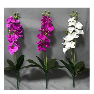 Orquídea Artificial de tacto Real con hojas verdes, 2 brazas - Product Image 1