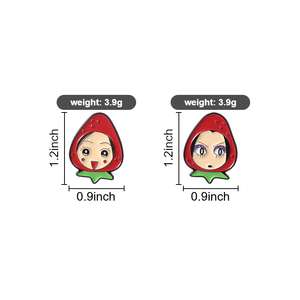 Pin Enamel Gadis Berkepala Stroberi Manga Jepang, Bros Karakter Anime Kartun, Lencana Kerah, Perhiasan Grosir - Product Image 6