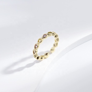 custom plata 925 sterling silver minimalist stack stone <b>ring</b> bulk woman fashion round 18k gold colorful zircon <b>adjusted</b> <b>rings</b> - Product Image 3