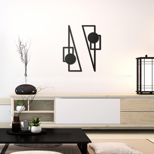 Art Deco de pared de Metal abstracto minimalista de dos piezas personalizado, piezas de Metal verticales únicas para colgar en la pared de aniversario de cumpleaños - Product Image 1