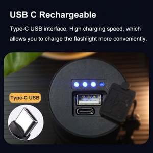 WOSEN Lampe de poche populaire, lumière puissante, multifonction USB portable, longue durée de vie de la batterie, laser blanc, lampe de poche lumineuse - Product Image 6