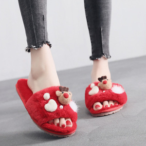 Scarpetta natalizia calda e morbida scarpetta <span class=keywords><strong>da</strong></span> <span class=keywords><strong>casa</strong></span> in morbido peluche <span class=keywords><strong>da</strong></span> donna <span class=keywords><strong>ciabatte</strong></span> <span class=keywords><strong>da</strong></span> donna in pelliccia invernale antiscivolo - Product Image 5