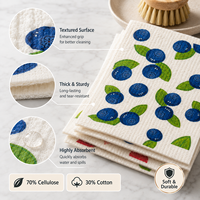 Chiffon de cuisine suédois réutilisable du fabricant, 70 % cellulose, 30 % coton, biodégradable, pour la maison, design personnalisé