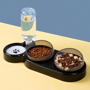 Bol pour chat et chien, station d'alimentation double avec distributeur d'eau automatique pour animaux de compagnie, forme ovale, mangeoire multifonctionnelle pour animaux de compagnie - Product Image 1
