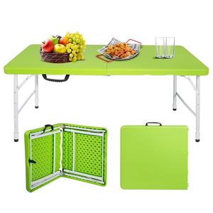 โต๊ะรับประทานอาหารพับได้แบบพกพา4/6/8ฟุตเก้าอี้โต๊ะรับประทานอาหารน้ำหนักเบาเหล็กพลาสติกสีส้มเฟอร์นิเจอร์กลางแจ้งกันน้ำทนทานวางซ้อนกันได้ - Product Image 1