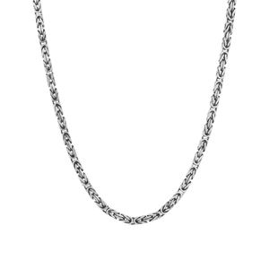 Collana da Uomo in <span class=keywords><strong>Argento</strong></span> Sterling 925 Stile Retrò, Placcata in Rodio <span class=keywords><strong>Nero</strong></span>, Catena Bizantina Rotonda, Regalo per Matrimonio e Feste - Product Image 1