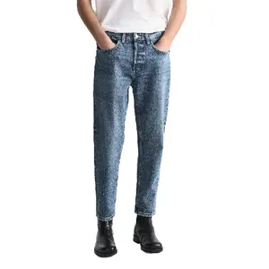 Kot erkekler yüksek kalite özel kırpılmış ayak bileği uzunluğu havuç nefes rahat Streetwear moda anne kot pantolon erkekler için