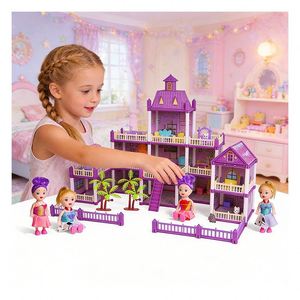 Juego de Juguetes de Plástico para Niños, Casa de Juegos con Piscina, Tobogán, Ascensor y Balcón, Regalo para Diversión Familiar - Product Image 6