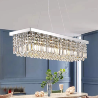 Lustre rectangulaire en cristal K9, luminaire suspendu rectangulaire moderne pour salle à manger, îlot de cuisine, chambre à coucher, noir