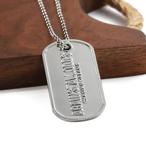 Fashion Cool Custom 2D/3D Metal Nickel Plating Embossed Necklace Men Women Dog Tags Dog Id Tag Pendant With Ball Chain
