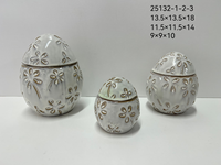 Nordique Pâques Art Déco Pâques Glaçure Oeuf Pot En Céramique Avec Couvercle Décor À La Maison Cuisine Pot De Stockage