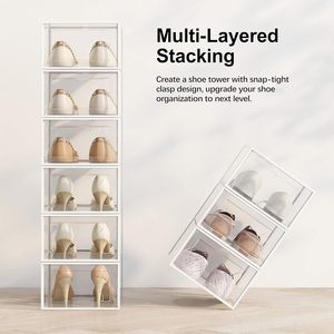 Large Size 9 Clear Rectangle PP Plastic Stackable Modern Eco-Friendly <b>Shoe</b> <b>Storage</b> Box Organizer Closet Foldable <b>Shoe</b> Rack - Product Image 3