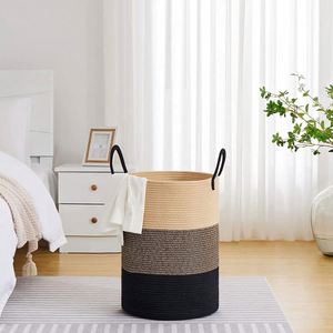 Cesto de Almacenamiento Grande y Alto de Cuerda Tejida con Asa, 100% Algodón, Multifuncional, Ecológico, Color Personalizado para Ropa Sucia y Juguetes - Product Image 3