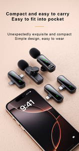 Nouveau microphone Lavalier T20 2IN1 affichage numérique <span class=keywords><strong>micro</strong></span> sans fil à suppression de bruit omnidirectionnel pour la diffusion en direct en plein air - Product Image 5