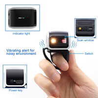 Escáner lector de código Qr 2D portátil Xincode Mini CMOS diente azul anillo de dedo portátil escáner de código de barras pequeño inalámbrico