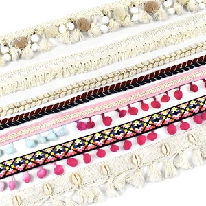 Deepeel ap2113 Tự Làm May Quần Áo Phụ Kiện Trang Trí Rèm Fringe Bông Ren Vải Dân tộc Màu Fuzz Ren Ribbon - Product Image 1