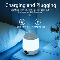 Lampe de table rechargeable télécommandée avec horloge, affichage du niveau de batterie, lumière de nuit LED à trois températures de couleur