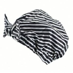 New Arrival Waterproof Shower Cap Bow <b>Tie</b> Round Hat for Casual Use Daily Fashion Women Bonnets - Product Image 4