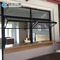 Fenêtre moustiquaire en acier inoxydable à deux volets pour cuisine personnalisée Cadre moderne en alliage d'aluminium Dessus vertical en verre pliant pour hôtel