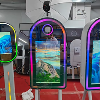 AIPAILE Magic Mirror Selfie Booth, écran tactile 32 pouces, métal, pour mariage, fête, compatible DSLR, impression personnalisée, garantie 2 ans