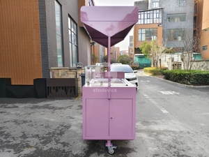 Carrito de Helados con Congelador y Exhibidor, Carrito de Comida Móvil Personalizado, Carrito de Helados con Toldo, Kiosco de Comida Callejera para Café - Product Image 5