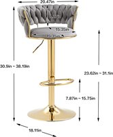 Tabouret de Bar Pivotant Réglable Jambe Dorée Taburetes De Bar Baratos Tabouret De Bar Rétro Chaise De Bar Haute De Luxe Pour Comptoir De Cuisine