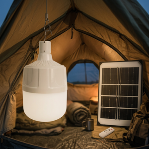 Lampe LED solaire rechargeable avec télécommande DC5V-6V 120W ∅12cm USB/charge solaire Matériel PP 2x1200mAh avec panneau solaire 3W - Product Image 5