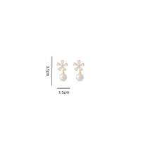 Anting-anting Drop bunga mutiara Aloi serbaguna sederhana untuk wanita cahaya mewah ceruk peri modis segar elegan