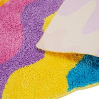 Tapis touffeté Y2K coloré de forme personnalisée, tapis de salle de bain, décoration intérieure, tapis moelleux pour chambre de fille, tapis abstrait en microfibre