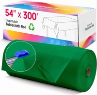 Rouleau de nappe jetable vert émeraude en PEVA, découpable sur mesure, 300 pieds, sans PVC, pour Noël, la Saint-Patrick et les fêtes