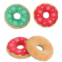 Jouet à mâcher en peluche de Noël pour chiens et chats, avec couineur, motifs fantaisie de dessins animés : Père Noël, Bonhomme en pain d'épices, Renne, Donut