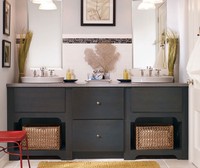 Meuble-lavabo de salle de bain Prima, moderne et luxueux, en MDF, résistant à l'eau, avec fermeture douce, vasque en céramique, encadrée, durable, laqué, pour villa