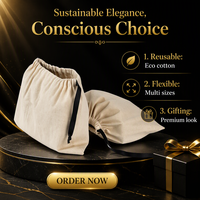 Sac cadeau en coton naturel avec logo personnalisé, pochette d'emballage imprimée pour Abaya, chaussures, shopping