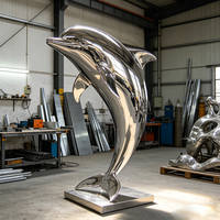 Sculpture de dauphin et de baleine en acier inoxydable miroir, statue d'extérieur pour parc, bord de mer, piscine, complexe hôtelier, aménagement paysager, service OEM ODM d'usine